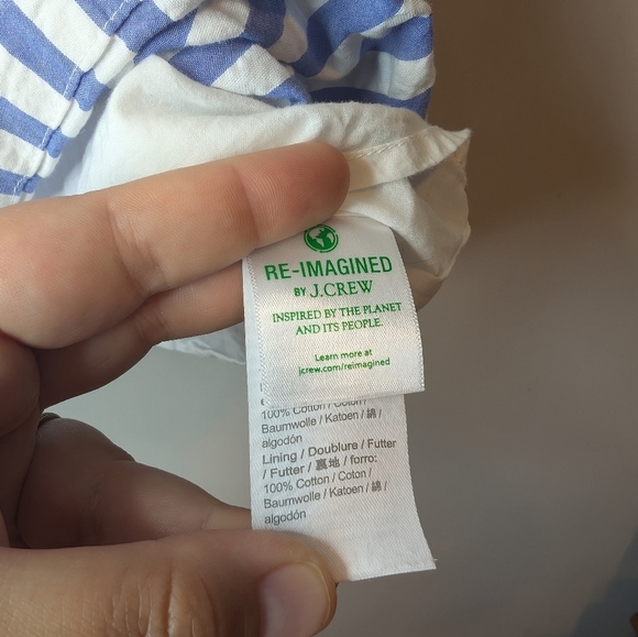 J Crew Crewcuts Girl 6 100% Cotton Blue White Striped Shift Dress Summer - Picture 4 of 7